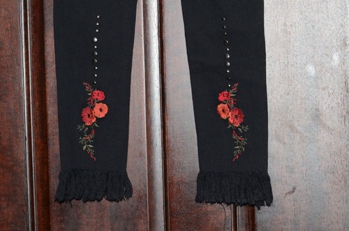 7 For All Mankind Girls' Floral-Embroidered Skinny Ankle Jeans - Big Kid Size 8 - Picture 2 of 3