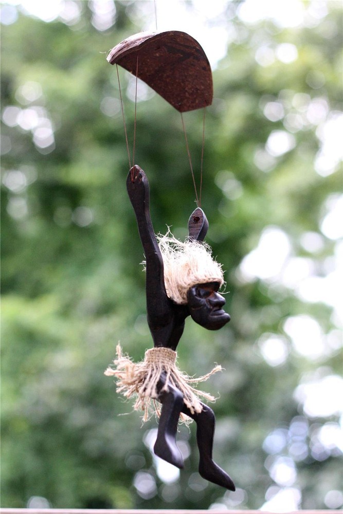 Primitive Tribal Tiki Statue Skydive Parachute Bar Figurine Gift Art Home Decor