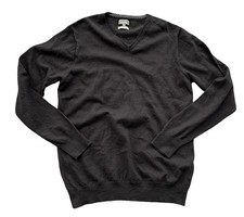 Linea Men's Merino Wool V Neck Sweater Black Size L