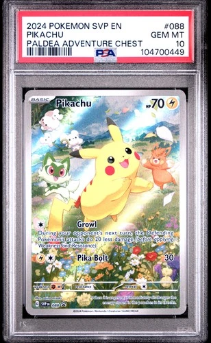 2024 POKEMON SVP EN-SV BLACK STAR PROMO PALDEA ADVENTURE CHEST PIKACHU PSA 10