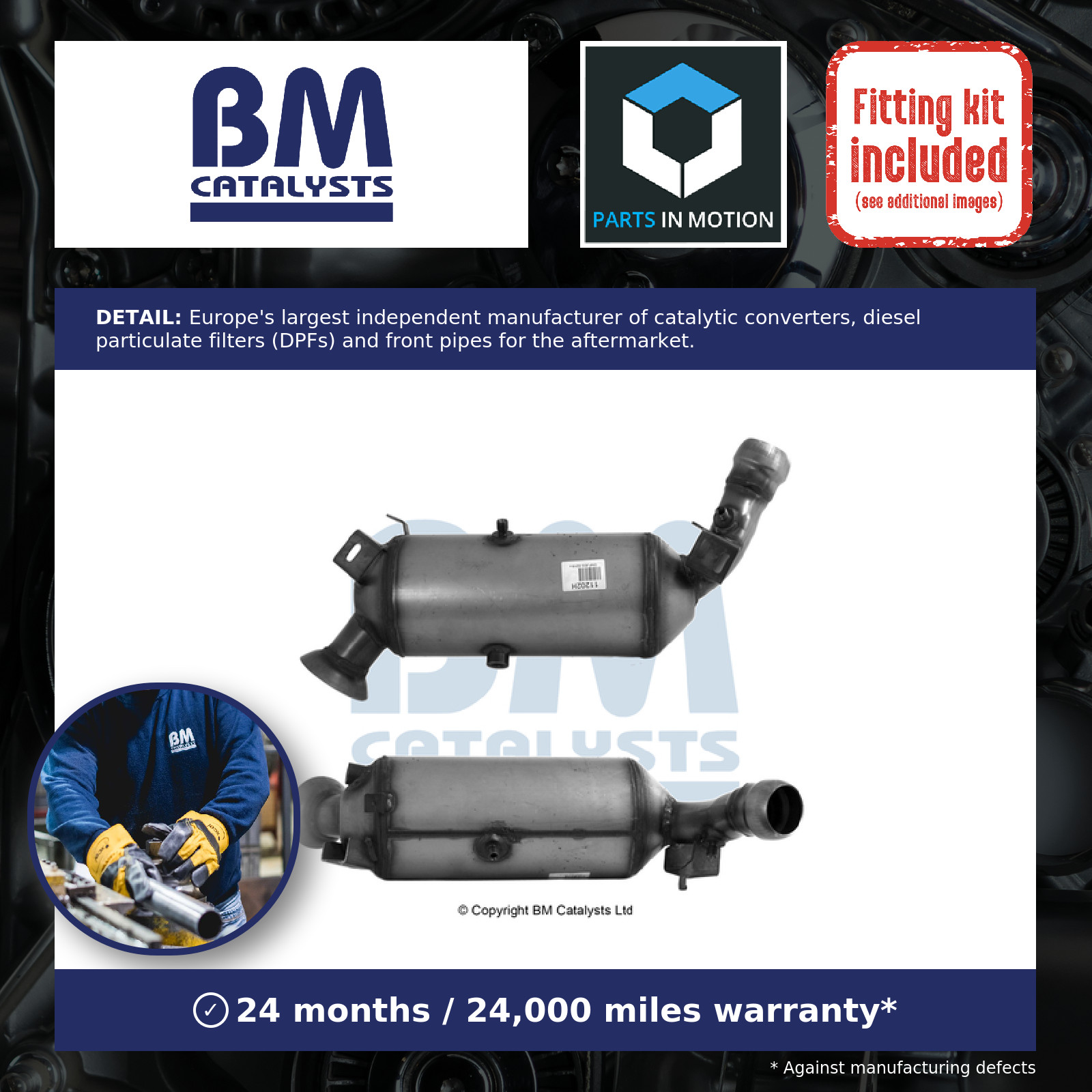 Catalytic Converter with DPF + Fitting Kit BM11202HPK BM Catalysts 103R Approved