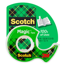 Scotch Magic Tape on Dispenser Invisible Matte Finish : 3/4 in. x 500 in. Trans