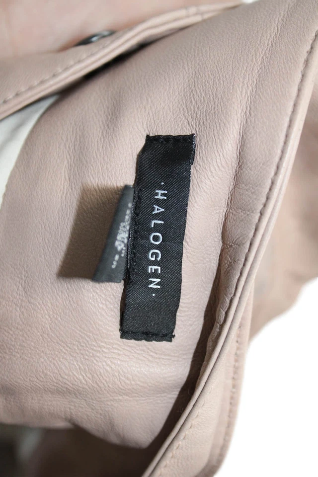 Falda halógena para mujer de cuero con botones y cinturón línea A beige talla 8 Foto 4 de 4