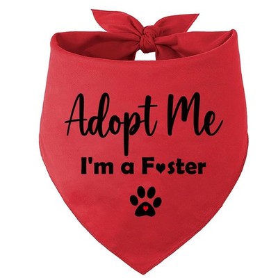 Adopt Me I'm a Foster Dog Bandana - Red Letter Print - 27 x 18 inch - Cotton ...