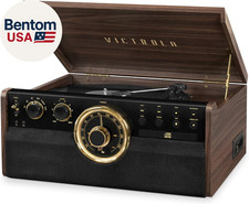 the Empire Mid-Century 6-In-1 Turntable  Multimedia Center with Built-In Speake
