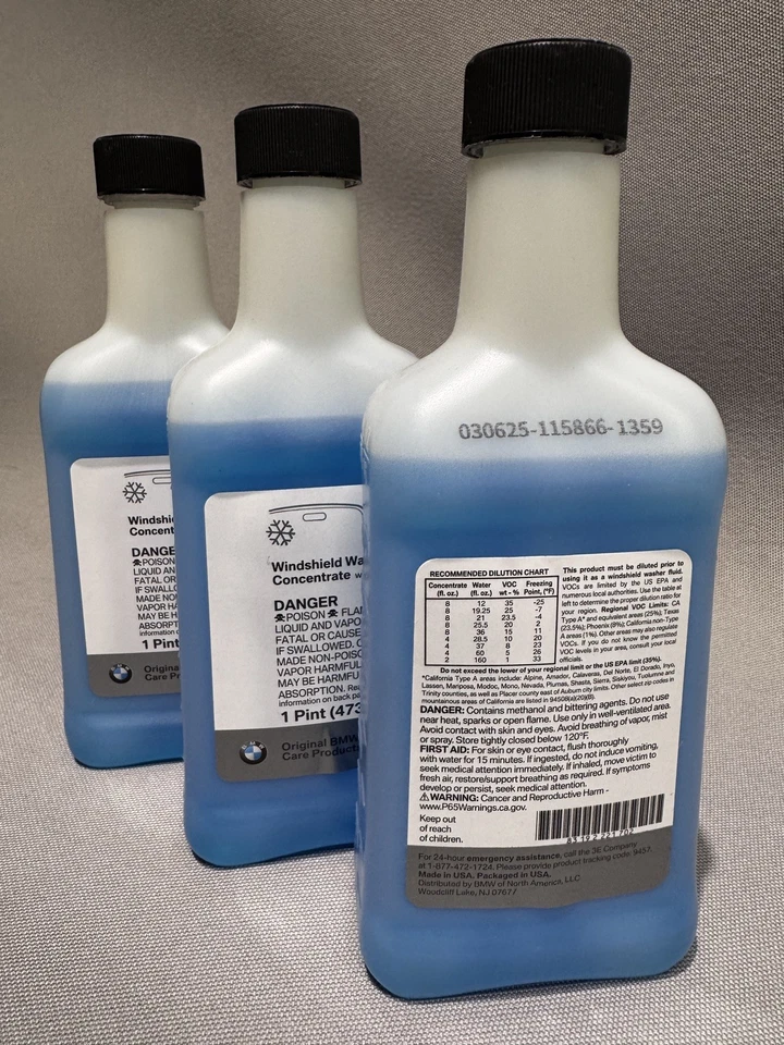 3 Pack OEM BMW Windshield Washer Concentrate P/N: 83192221702 (1 Pint ea.) - Image 2 of 2
