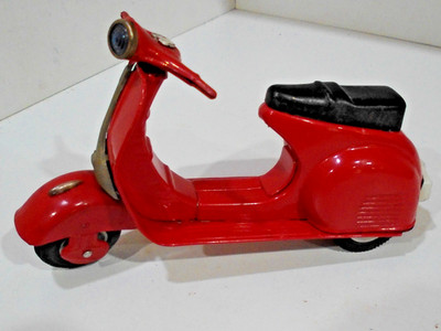 Vespa Friction Scooter, Works Great-Made By Bandai Japan-Excellent Cond-All Tin
