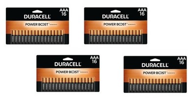 4 NEW PACKS OF Duracell AAA Alkaline Batteries 16 Count POWER BOOST