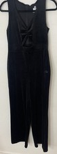 Juicy Couture Black velvet wide leg peek a boo jumpsuit, sleeveless ruched M