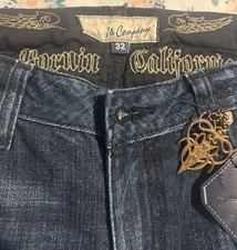 JNCO Women  s Jeans 32 Bootcut Medium Wash NWT Skull Embroidered Read Description