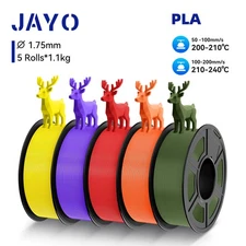 JAYO 5.5KG PLA 3D Printer Filament Bundle PLA 1.75mm 1.1KG/Spool Multicolor
