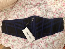 Corset Story Blue Black Waspie Belt 38" Lace Fan Lacing Adjustable Buckle Women