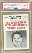 1961 Red Schoendienst #425 Nu-Cards Baseball Scoops - PSA 10 
