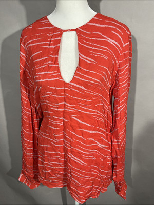 NWT Karina Grimaldi Women s Jackson Print Top Red Blouse Sz Large New