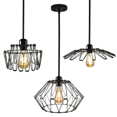 KOSTA Pendant Light Fixtures, Adjustable Hanging Ceiling Lamp with Metal Cage...
