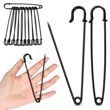Extra Large Safety Pins Heavy Duty, 5 inch Giant Safety Pin, 10 PCS Black Big...