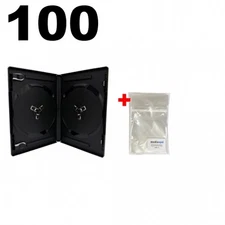100 ULTRA PREMIUM STANDARD Black Double DVD Cases 14MM Virgin Plastic & 100 OPP
