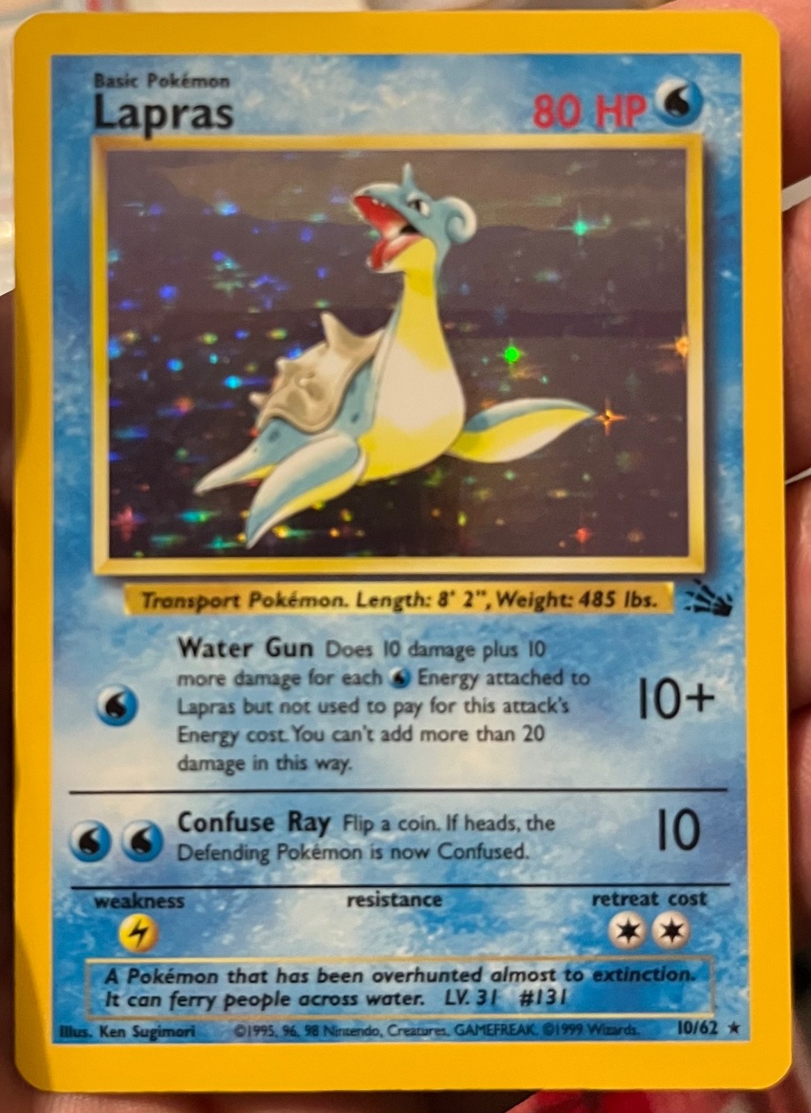 Lapras Holo Rare Pokemon Card TCG WOTC 1999 10/62