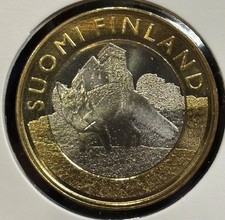 Finland 5€ 2014 Animals of the Provinces Fox KM#209 Bimetal BU B2940