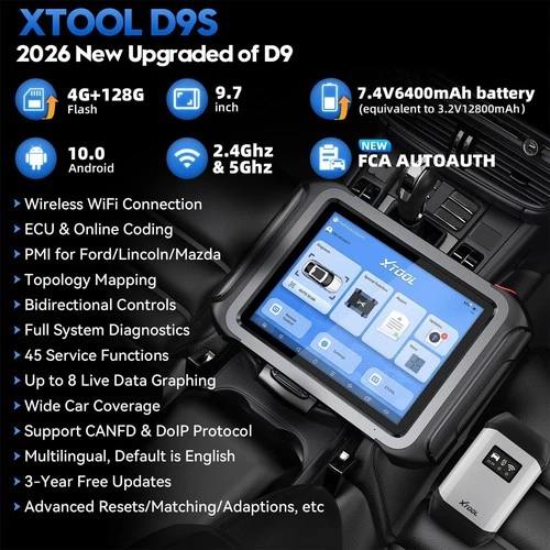 🏆2026 XTOOL D9S V2.0 Offline ECU Programming OBD2 Scanner Diagnostic Tool FCA image 2
