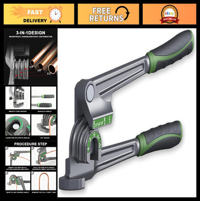 3-in-1 Tube Bender 180° for 1/4'', 5/16'', 3/8'' O.D. Pipe & Brake Line - HVAC Repa
