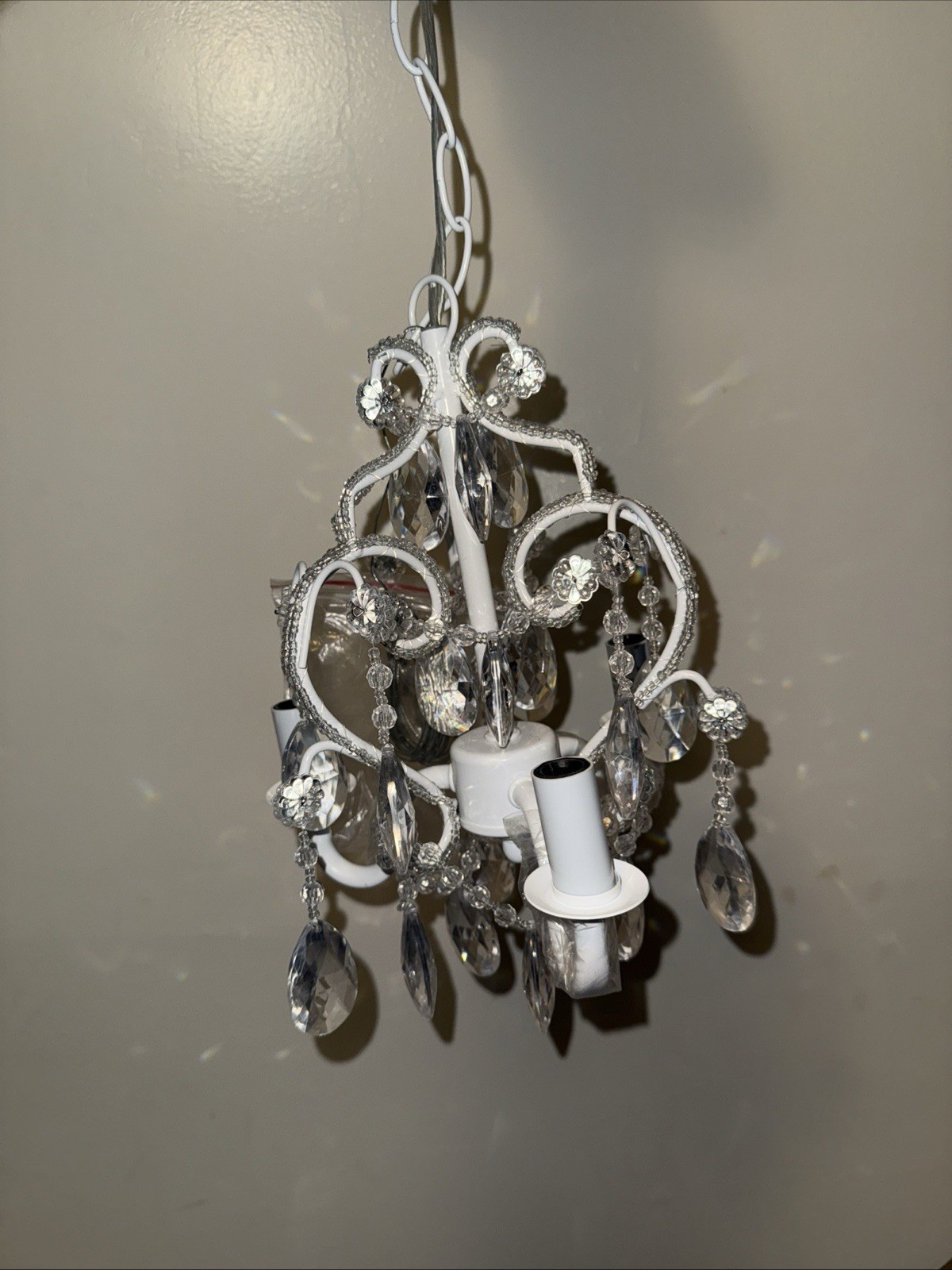 Crystal Mini Chandelier Pendant Light with Hanging Crystals