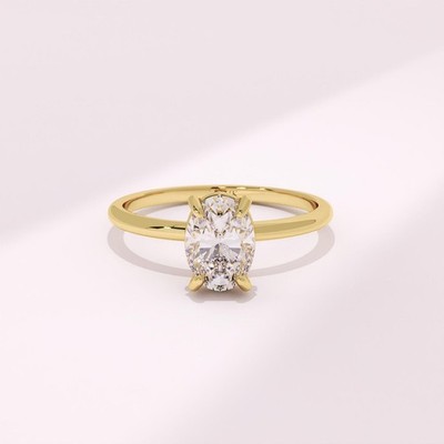 0.5CT Lab Grown Engagement Ring, 10K Gold Solitaire Ring,Dainty Proposal Ring