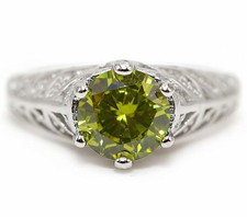 2CT Peridot  White Topaz 925 Solid Sterling Silver Ring Jewelry Sz 6