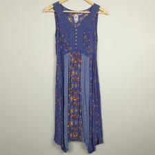 Mantaray Dress Womens UK 10 Blue Floral Crochet Midi Boho Casual Summer Festival