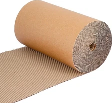 Corrugated Cardboard Roll, 12 x 394 Inch Paper, B 12x394in, Brown 