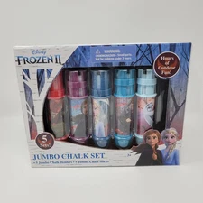 Disney Frozen II Jumbo Chalk Set 5 Holders & Chalk Sticks Outdoor Fun