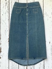 Y2K Maxi Denim Skirt Sz 10 Stretch Modest Western Boho Coastal Cowgirl 32W