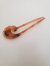 Vintage Faux Tortoiseshell Hair Pin Fork Chignon Swirl Scroll France