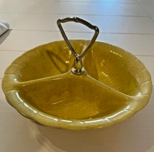 Vintage Lane and Company Yellow Orange Relish/Nuts/Snack Mid Century Round Dish