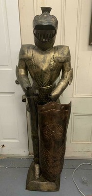 Vintage Medieval Knight Suit of Armour Metal Statue Sword Shield 5ft ...