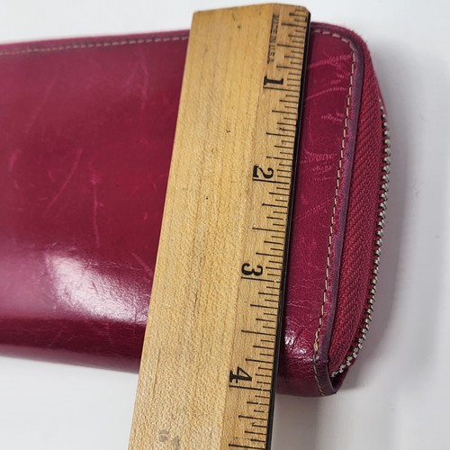 Red Leather Wallet Dante Organizer Zip Close Credit Card Checkbook Pen RFID - Picture 9 of 10