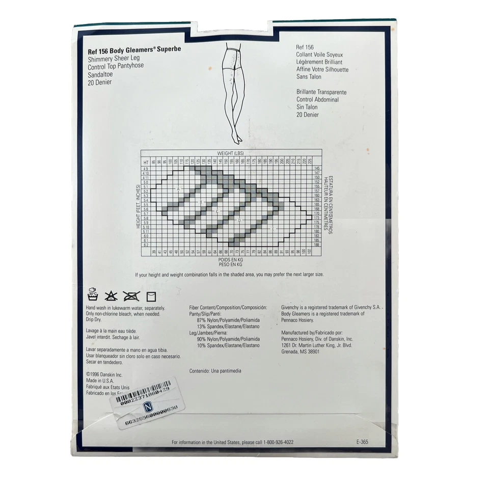 Givenchy Body Gleamers 156 Size B Shimmery Sheer Leg Control Top Jet Black VTG - Image 2 of 3