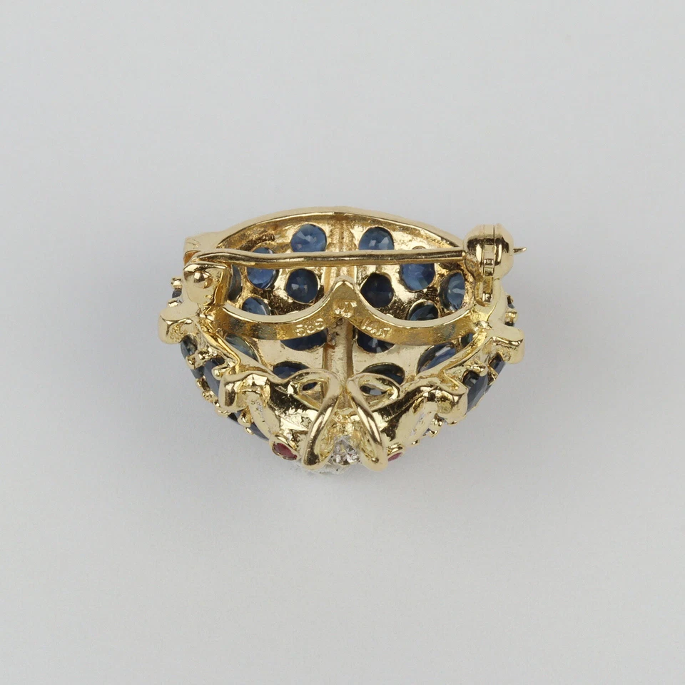 14k Yellow Gold, Sapphire, Ruby, Diamond Women's "Ladybug" Brooch Pendant - Image 3 of 4