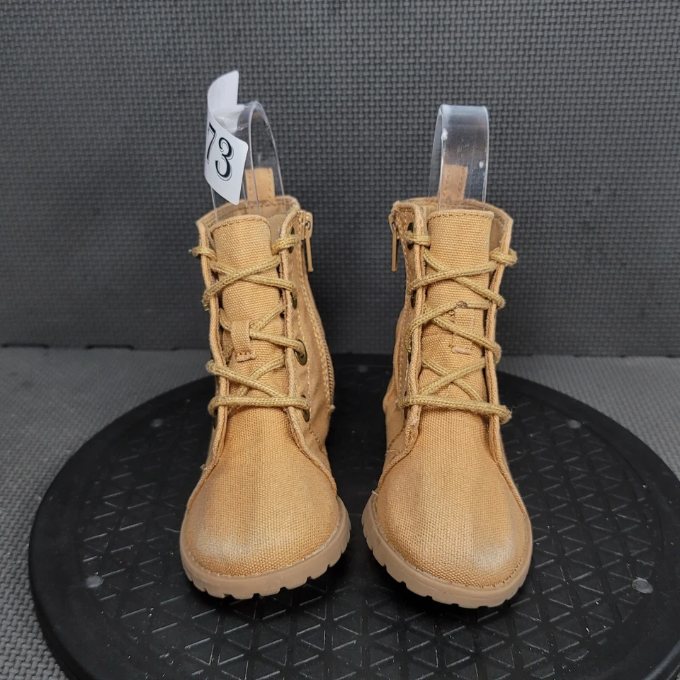 Botas de Acacia de Combate Azul Marino Antiguas Niño Pequeño Talla 9 Marrón Lona Cremallera Lateral Botines Foto 2 de 4