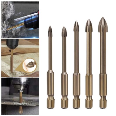 5Pcs Efficient Universal Drilling Tool Multi-Function Cross Alloy Drill Bits Set