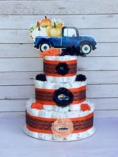 3 Tier Fall Pumpkin Truck Diaper Cake Baby Shower