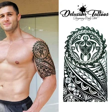 POLYNESIAN TEMPORARY TATTOO, TURTLE, TRIBAL, MENS, WOMENS, MAORI, WATERPROOF