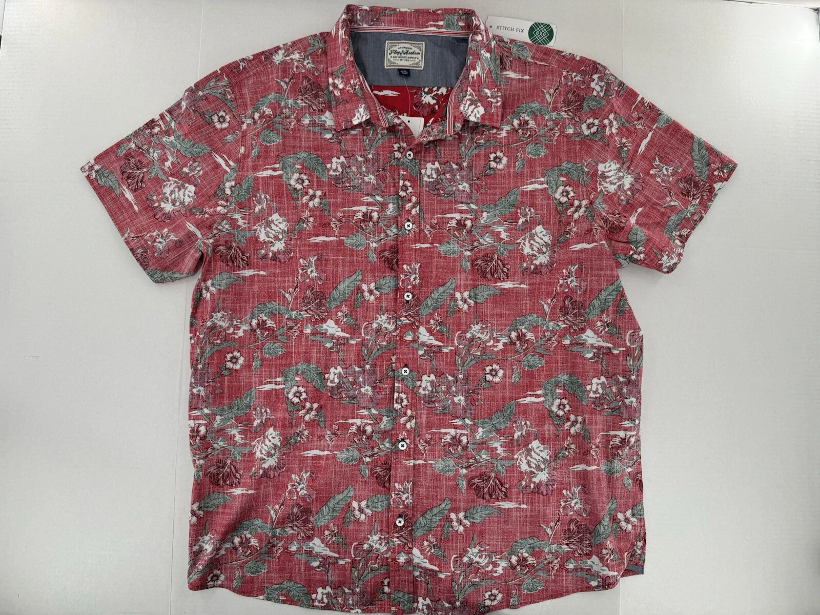 Flag & Anthem Rutland Hawaiian Shirt Mens XXL Red Floral Tropical Button Up NWT