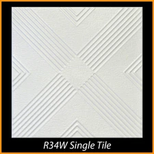 DIY Ceiling Tiles, Glue Up, Foam, 20x20, R34 White Pack of 8 (21 s/f)
