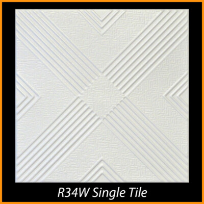 Styrofoam Glue Up Ceiling Tiles, 20x20, R34 Malta - White Pack of 8 (21 s/f)