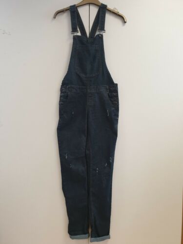 K158 WOMENS SELECT BLUE RIPPED SKINNY STRETCH DENIM DUNGAREES UK 10 W28 ...