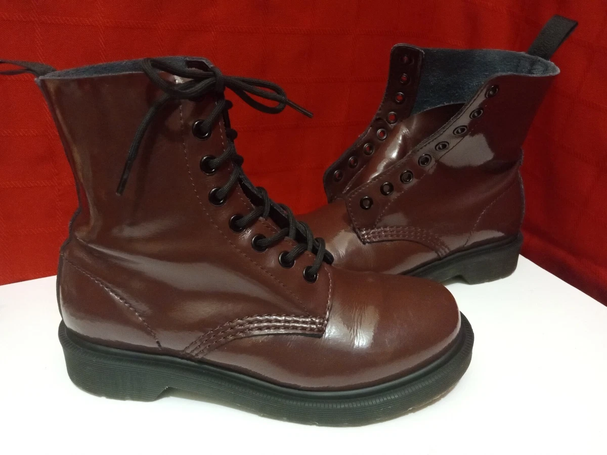 Dr Martens 1460 Pascal Dark Red Wine Patent Leather 8 Eye Boots Women s US 6