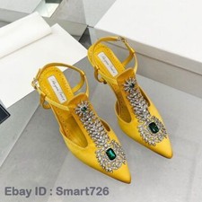 Women Rhinestone Pointed Toe High Heels Stiletto Sandals Pumps Wedding Shoes