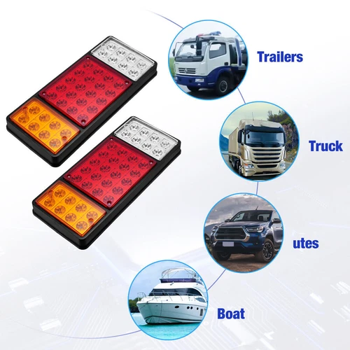 2 Pcs LED Truck Trailer Tail Lights Tail Turn Signal Brake Light Running Reverse - Picture 10 of 12