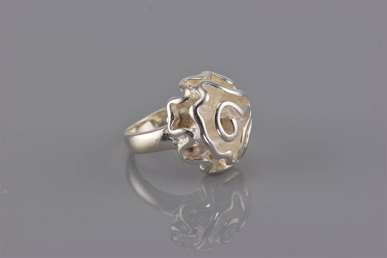 Sterling Silver Spiraled Dimensional Flower Moder… - image 1